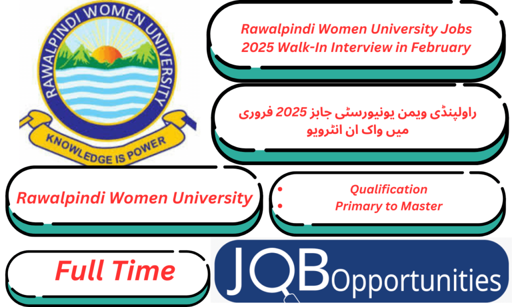 Rawalpindi Women University Jobs 2025  Walk-In Interview in February