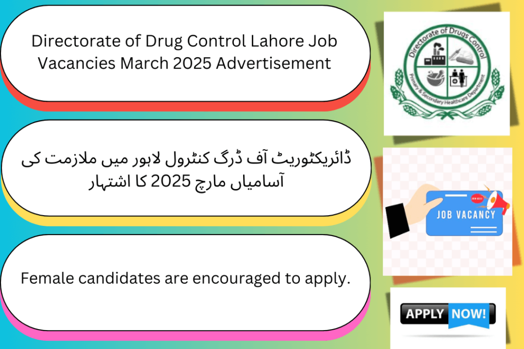 Directorate of Drug Control Jobs Lahore March 2025 Advertisement