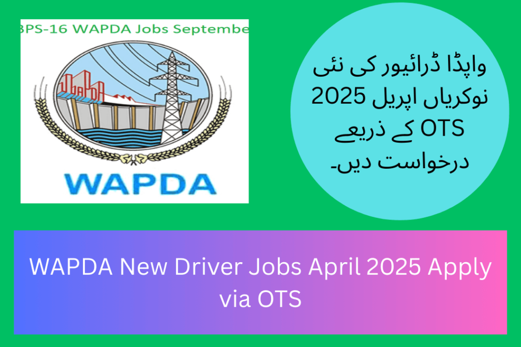 WAPDA New Driver Jobs April 2025 Apply via OTS
